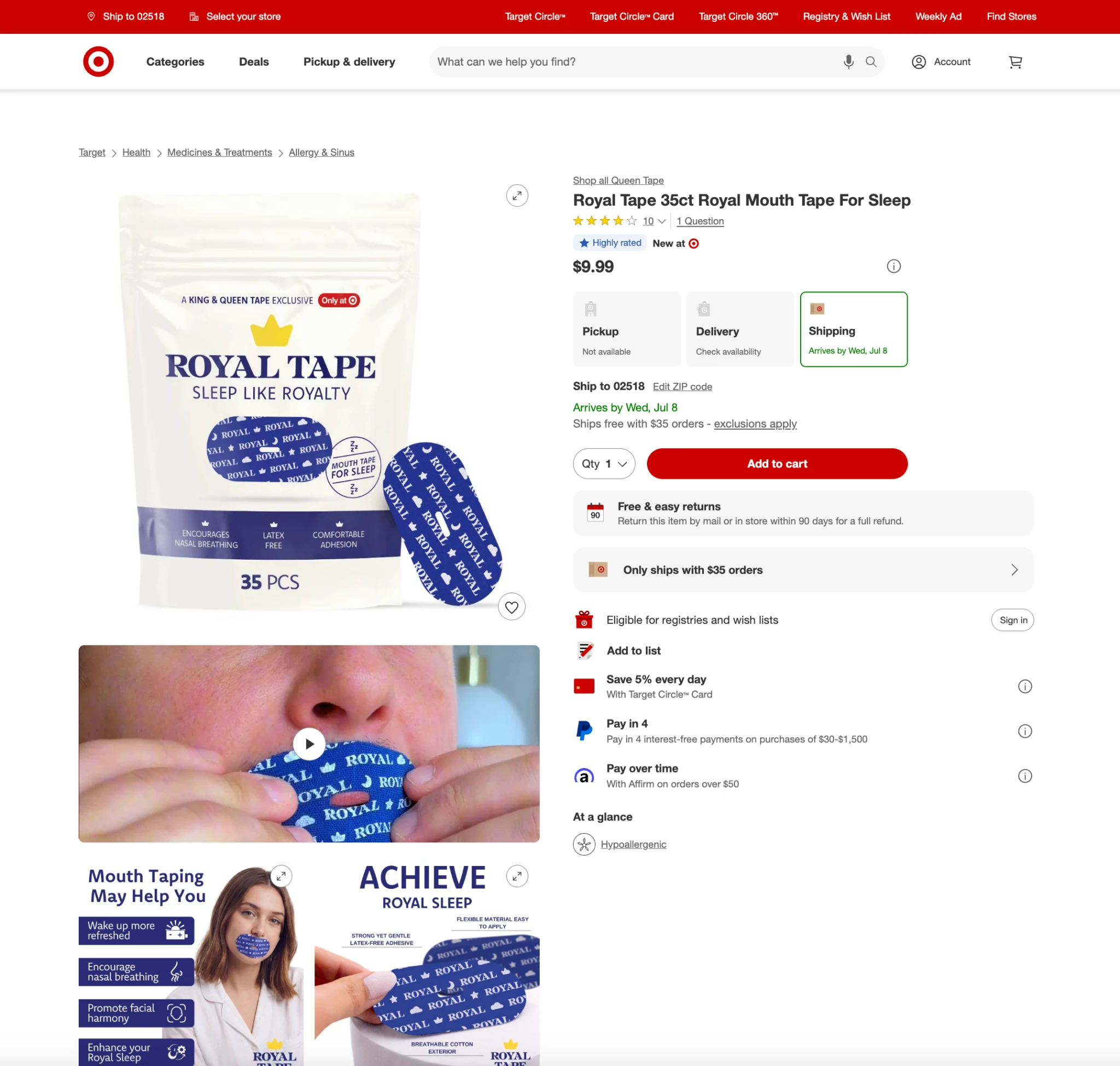 Royal Tape product page on Target